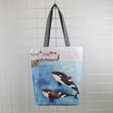 Whale Sea Series Printed Shopper Bag Ocean Women Handbags Large Capacity Totes