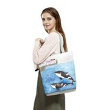Whale Sea Series Printed Shopper Bag Ocean Women Handbags Large Capacity Totes
