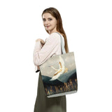 Japanese Ukiyo Women Handbags Eco Reusable Shopping Bags