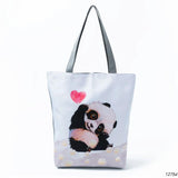 Panda Love Print Handbags Chinese Tote Bag Eco Friendly Beach Bag