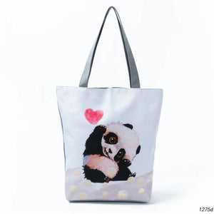 Panda Love Print Handbags Chinese Tote Bag Eco Friendly Beach Bag