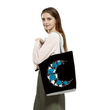 Red Rose Musical Note Print Tote Floral Women Handbags