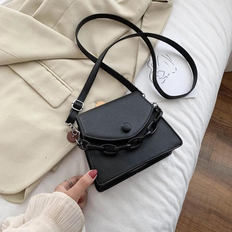 Thick Chain Small PU Leather Crossbody Bag Women Summer Shoulder Handbag