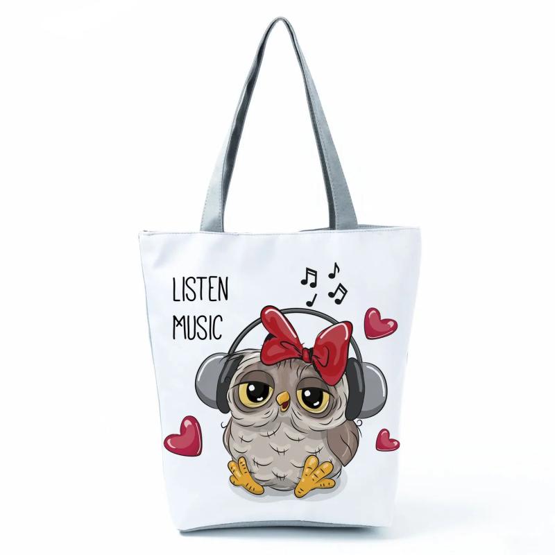 Owl Printed Handbags High Capacity Shopper Bag
