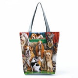 Cat Dog Print Tote Handbag Casual Beach Bag