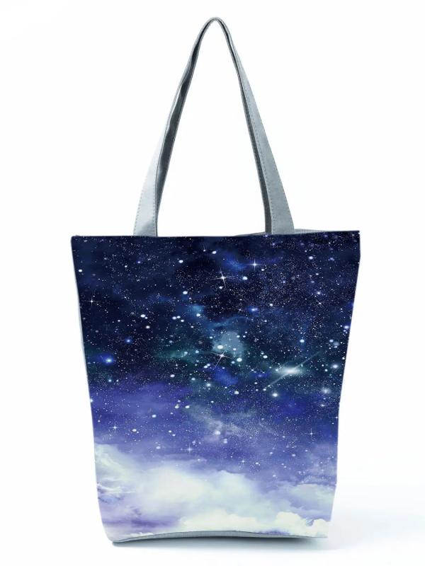 Starry Sky Printed Handbags Casual Eco Reusable Shopping Bag Dream Female Large