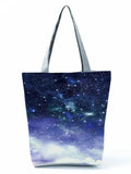 Starry Sky Printed Handbags Casual Eco Reusable Shopping Bag Dream Female Large
