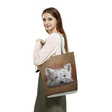 Westie Dog Painting Square Handbags Casual for Women Shopping Bags