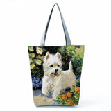 Westie Dog Painting Square Handbags Casual for Women Shopping Bags