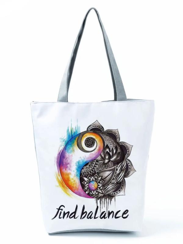 Totem Peace Tai Chi Print Tote Bag Women Handbags Shoulder Bag
