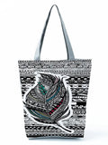 Geometry Printed Handbags Feather Classic Lady Large Capacity Tote