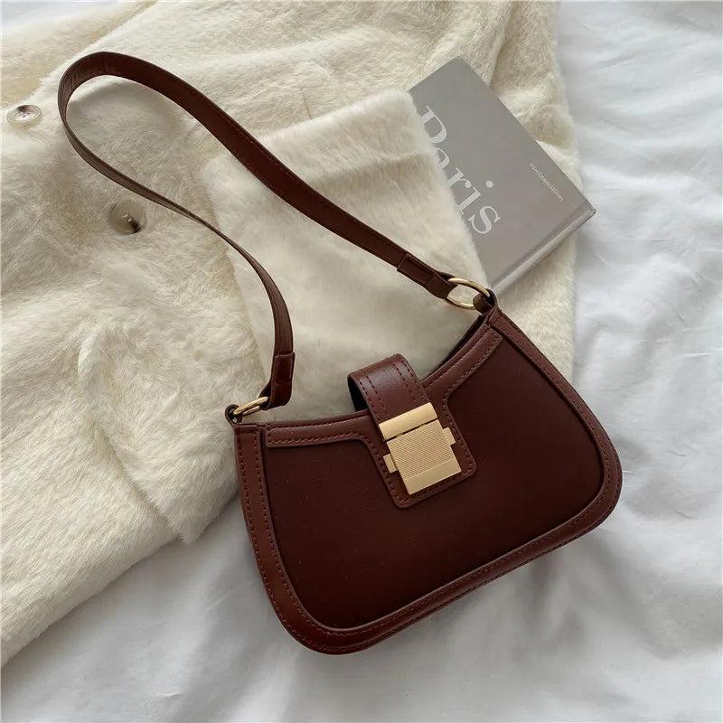 Vintage Solid Lacquer PU Leather Handbag Chain Purse