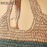 Striped Contrast Underarm Bag Large Capacity - Seaside Vacation Beach Bag