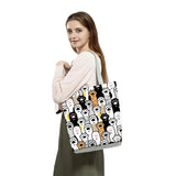 Floral Cat Print Women Shopping Bag Shoulder Bag Eco Storage Handbags