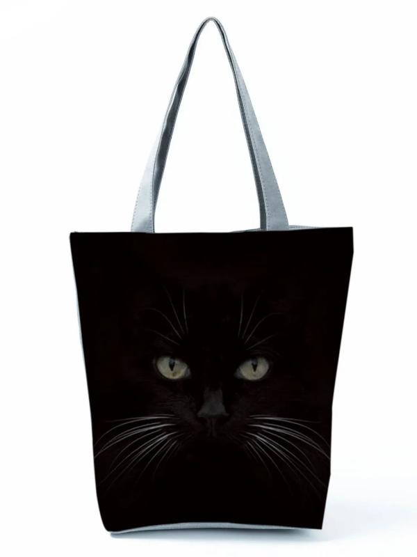 Cat Print Animal Shoulder Bag Eco Tote Shopper Boutique Reusable Pattern