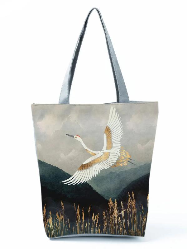 Japanese Style Ukiyoe Print Handbag Octopus Graphic Tote