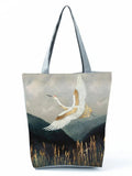 Japanese Style Ukiyoe Print Handbag Octopus Graphic Tote