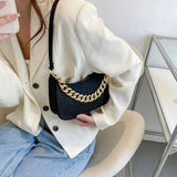 Leather Chain Shoulder Bag Diamond Clutch Office Party Handbag