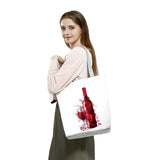 Cute Wine Glass Print Tote Bag for Women