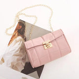 Embroidered PU Leather Plaid Handbag Shoulder Crossbody Small Square Bag