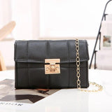 Embroidered PU Leather Plaid Handbag Shoulder Crossbody Small Square Bag