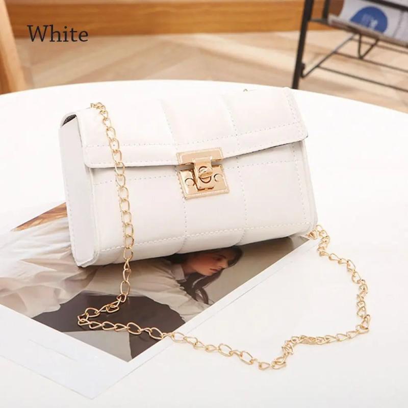 Embroidered PU Leather Plaid Handbag Shoulder Crossbody Small Square Bag