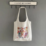 Canvas Shoulder Bags Women Large Capacity Comic Cartoon Handbags Tote