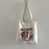 Canvas Shoulder Bags Women Large Capacity Comic Cartoon Handbags Tote