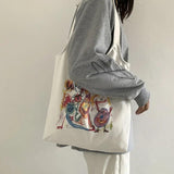 Canvas Shoulder Bags Women Large Capacity Comic Cartoon Handbags Tote