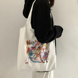 Canvas Shoulder Bags Women Large Capacity Comic Cartoon Handbags Tote