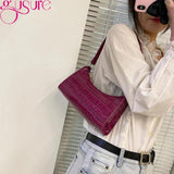 Crocodile Pattern PU Leather Shoulder Bag Armpit Bag Retro Women Handbag