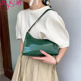 Crocodile Pattern PU Leather Shoulder Bag Armpit Bag Retro Women Handbag
