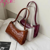 Crocodile Pattern PU Leather Shoulder Bag Armpit Bag Retro Women Handbag