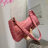 Crocodile Pattern PU Leather Shoulder Bag Armpit Bag Retro Women Handbag