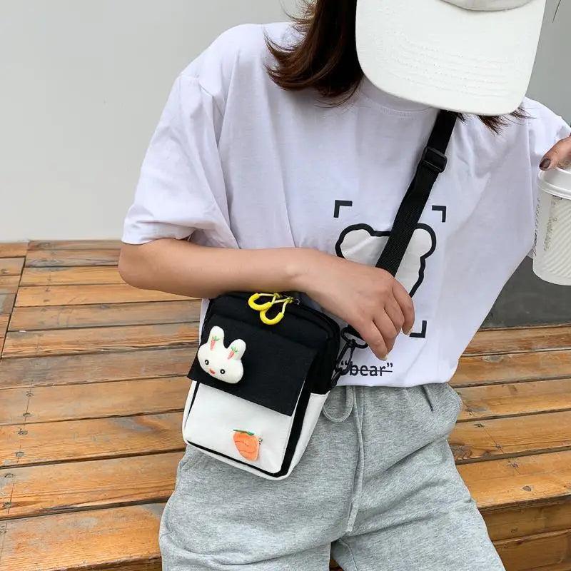 Summer Female Student Canvas Bag Outdoor Travel Shoulder Messenger Package