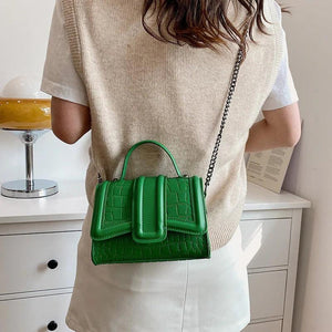 Women Small Flap Bag Chain Messenger Bag Pink Green Handbag Clutch