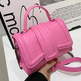 Women Small Flap Bag Chain Messenger Bag Pink Green Handbag Clutch
