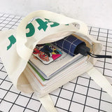 Canvas Shoulder Bag Letter Print Ladies Casual Tote Large Capacity Beach Bag