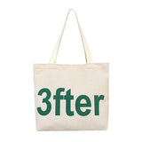 Canvas Shoulder Bag Letter Print Ladies Casual Tote Large Capacity Beach Bag