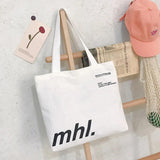 Canvas Shoulder Bag Letter Print Ladies Casual Tote Large Capacity Beach Bag