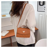 PU Leather Flap Shoulder Bag Small Messenger Handbag Crossbody Plaid Purse