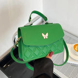 PU Leather Flap Shoulder Bag Small Messenger Handbag Crossbody Plaid Purse