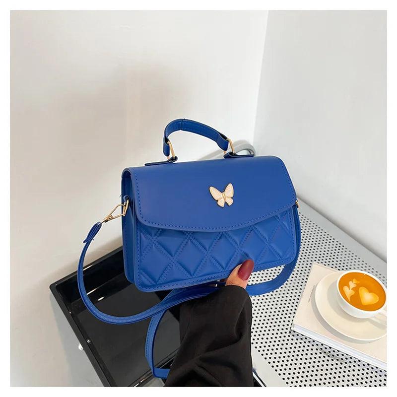 PU Leather Flap Shoulder Bag Small Messenger Handbag Crossbody Plaid Purse