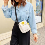 Flower Canvas Small Square Bag for Female Students Cross-body Shoulder Bags