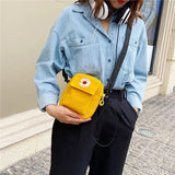 Flower Canvas Small Square Bag for Female Students Cross-body Shoulder Bags