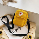 Flower Canvas Small Square Bag for Female Students Cross-body Shoulder Bags