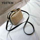 Women's Summer Straw Woven Handbag Clutch Shoulder Bag Purse Tote Bag