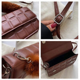 Winter Fur Top-handle Handbags Purse Female PU Leather Bag Small Flap Crossbody