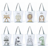 Watercolor Animal Prints Handbags Girl Book Bag Woman Cartoon Dinosaur Bear Shop