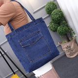 Casual Large Capacity Women Shoulder Bags Canvas Denim Zipper Shopping Bag